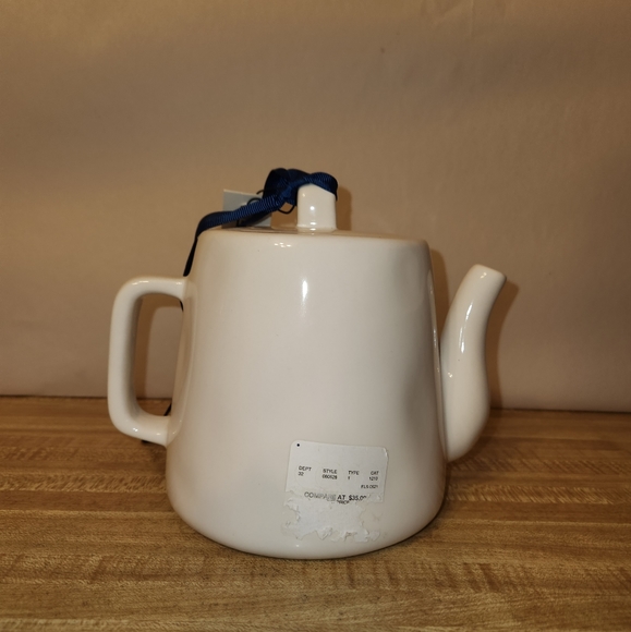 Rae Dunn by Magenta Ceramic Tea Pot Birdhouse (White/Grow) - Picture 3 of 6